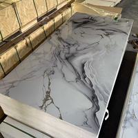 Vente flash - Panneau mural en marbre avec revêtement UV, panneau brillant en PVC, panneau mural décoratif 3D, panneau en marbre moderne pour salle de bain, hôtel