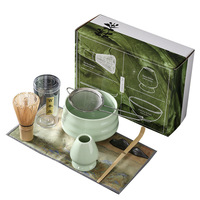 Ensemble de thé matcha avec bol à matcha en céramique, support pour cent livres, support pour fouet à thé, boîte de couleur - Ensemble complet, nouveau produit