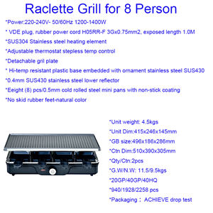 Gril de table à <span class=keywords><strong>raclette</strong></span> électrique certifié CE Plaque antiadhésive portable <span class=keywords><strong>pour</strong></span> 8 personnes <span class=keywords><strong>pour</strong></span> une fête de famille <span class=keywords><strong>pour</strong></span> un usage domestique dans un hôtel - Product Image 6