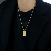 Collier pour homme simple et tendance, en acier inoxydable poli, étanche, avec pendentif vague en câble, idéal pour le bricolage
