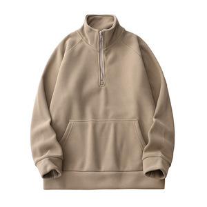 Produttori di abbigliamento personalizzato 520 grammi <span class=keywords><strong>felpa</strong></span> con collo alto mezza <span class=keywords><strong>zip</strong></span> autunno e inverno larga Casual Top a maniche lunghe da <span class=keywords><strong>uomo</strong></span> - Product Image 5
