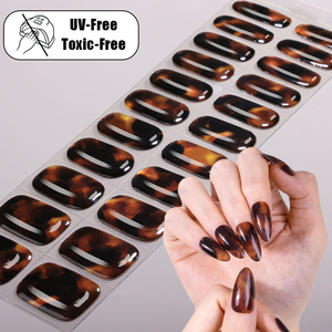 Pegatinas de Gel para Uñas con Diseño de Carey Ámbar, Sin Lámpara UV, Fáciles de Aplicar y Retirar, de Larga Duración, para Regalo Promocional - Product Image 6