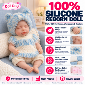 Muñeca Reborn de Silicona de Cuerpo Completo de 18 Pulgadas, Personalizada, con Traje de Oso de Peluche Azul y Blanco, Regalo de Navidad Personalizado para Niños - Product Image 1