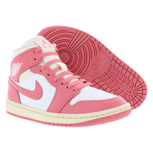 Chaussures de basketball confortables et amortissantes pour femme, modèle 1 Mid, coloris Sail Pink Salt Guava Ice, à lacets - Product Image 4