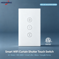 Interrupteur mural intelligent WiFi Hooanke Tuya US, application Smart Life Alexa Google pour moteur de rideau et volet roulant AC