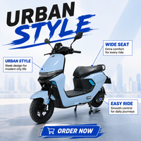 Moto électrique urbaine 72V 1000W 2000W avec moteur puissant, amortisseur réglable et pneus larges, deux roues
