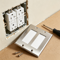 Plaque murale double en acier inoxydable brossé 430 pour interrupteur décoratif et prise GFCI