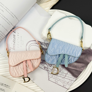 Luxury Designer <b>Inspired</b> Ruched Saddle Mini Bag Women Top Handle Crossbody Bag With D Charm - Product Image 2
