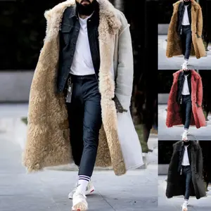 Men's New Fashionable Style Suede Plush Coat Casual Long Winter Coat With Warm Fur For Fall