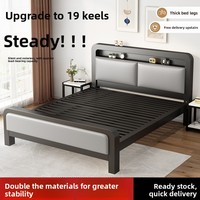 Lit de princesse moderne et minimaliste en fer avec cadre réglable en hauteur, espace de rangement, stable et sans grincements pour chambre à coucher