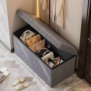 Tabouret de rangement pliable et portable pour la maison, idéal pour s'asseoir, changer de chaussures et pour une utilisation multifonctionnelle dans le salon. - Product Image 1