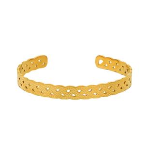 Wholesale Zeadear PH-0079 <b>Fashion</b> 304/316L Stainless Steel 14k Gold Plated <b>Cuff</b> <b>Bracelets</b> Zircon Women's Letter Design - Product Image 4