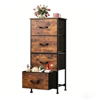 Commode à tiroirs en tissu, structure métallique robuste avec plateau en bois, organisateur de rangement anti-basculement pour chambre, placard, chambre d'enfant, couloir