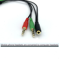 Câble adaptateur audio DC 3,5 mm tressé en cuivre pur de haute qualité, 2 mâles 1 femelle, transfert de données haute vitesse pour appareil photo, téléphone portable