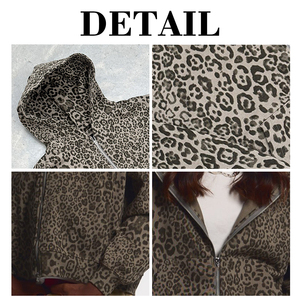 Sweat à capuche zippé unisexe KingSen respirant pour l'hiver, imprimé léopard sur toute la surface, 400 g/m², en molleton éponge, broderie, 100 % coton - Product Image 6