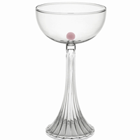 Verres à champagne coupés en verre borosilicate coloré Art déco faits à la main OEM avec sphère en verre coloré à l'intérieur