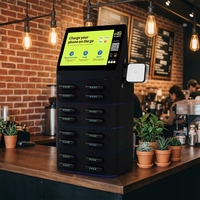 Station de recharge rapide pour téléphone portable avec lecteur de cartes POS 4G/3G/2G, écran intelligent 10,1 pouces, 16 emplacements, batterie externe partagée 8000 mAh