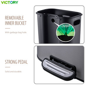<span class=keywords><strong>Cubo</strong></span> de Reciclaje Rectangular de Acero Inoxidable <span class=keywords><strong>Gris</strong></span> Mate con Cierre Suave y Cubos Interiores para Cocina o Cuarto de Servicio - Product Image 4