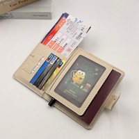 Porte-passeport antivol en cuir PU imitation crocodile tendance avec fermeture à pression, pochette de voyage multifonction grande capacité