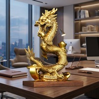 Figurine de dragon du zodiaque en cuivre, statue traditionnelle chinoise en métal, base en bois, décoration pour la maison ou le bureau, cadeau d'affaires, porte-bonheur