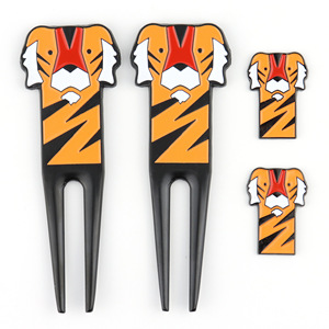 Tiger <b>Golf</b> Divot Tool Zinc Alloy Ball Fork Mark Set For Green Repair Convenient Universal Use - Product Image 1