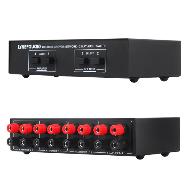 2-in-2-Out Audio Video Accessories Speaker Selector Switch Signal Switcher Power Amplifier Audio Receiver Splitter Box Audio