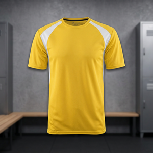 Camiseta Deportiva de Fútbol para Hombre, Amarilla, Manga Corta, Cuello Redondo, Poliéster que Absorbe la Humedad, Corte Regular para Adultos - Product Image 2
