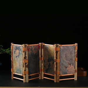Bamboo Woven <b>Screen</b> 3 Panels Foldable Tea Room <b>Partition</b> Decoration Traditional Style Tabletop Ornament - Product Image 3