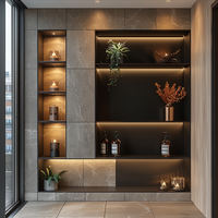 Niche de douche encastrée noire étagères de douche de cuisine en acier inoxydable niche murale de salle de bain niches de douche de salle de bain avec lumière