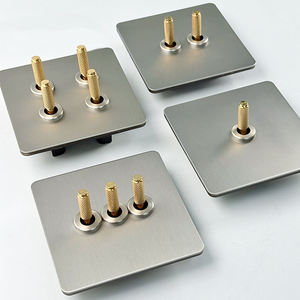 朗格奥黄铜肘节墙壁开关英国标准不锈钢面板金属电动复古滚花杆灯开关 - Product Image 4