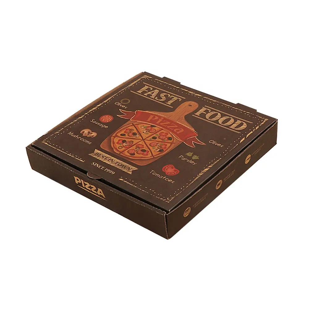 مخصص البيتزا علبة التعبئة والتغليف الجملة رخيصة مخصص شعار المموج تسليم ماكينة خبز البيتزا مربع للبيتزا