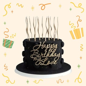 ของตกแต่งเค้กอะคริลิคแบบใหม่ สุขสันต์วันเกิดที่รัก ของตกแต่งด้านข้างเค้กสีทอง อะคริลิคตกแต่งหน้าเค้ก สำหรับงานปาร์ตี้ - Product Image 4