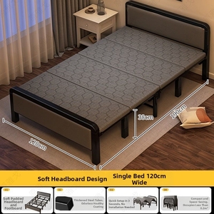 Letto Singolo Pieghevole di Lusso con Testiera Imbottita Morbida, Struttura in Metallo Economica, Larghezza 90cm - Product Image 4