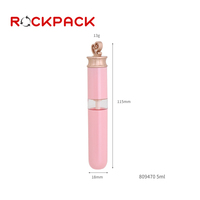 Emballage cosmétique de tubes de brillant à lèvres en plastique rose à long cou 5ml