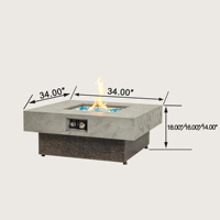 Table de foyer carrée de 34 pouces au gaz naturel, foyer extérieur moderne 2-en-1 avec hauteur réglable sur 3 positions pour fêtes, patio et jardin