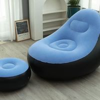 Schwerlast-Verdicktes Aufblasbares Faulbett, Faltbarer Liegestuhl für Drinnen und Draußen, PVC-Beflocktes Sofa-Bett mit Fußhocker