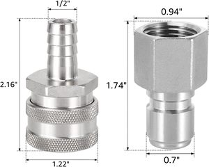 Acier inoxydable 304 Homebrew Bière Déconnexion Rapide Set Ball Lock <span class=keywords><strong>Style</strong></span> Fitting 1/2 "Barb et 1/2" NPT Connecteur Rapide Home Brewing - Product Image 3