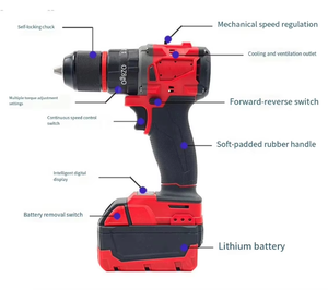 Ensemble d'outils électriques multifonctions 4-en-1 en acier inoxydable avec batterie au lithium 21V -kee Red, avec coffret rigide pour les réparations - Product Image 5
