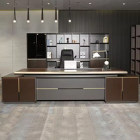 Meubles de bureau de direction, table de travail pour PDG, bureau de direction, bureau de patron, bureau de direction avec bureau et armoire amovibles, table de PDG
