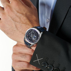 Montre homme originale et unique, mécanique automatique, cadran rotatif 24 heures, calendrier, diamants, bracelet en cuir, fournisseur SM1049 - Product Image 6