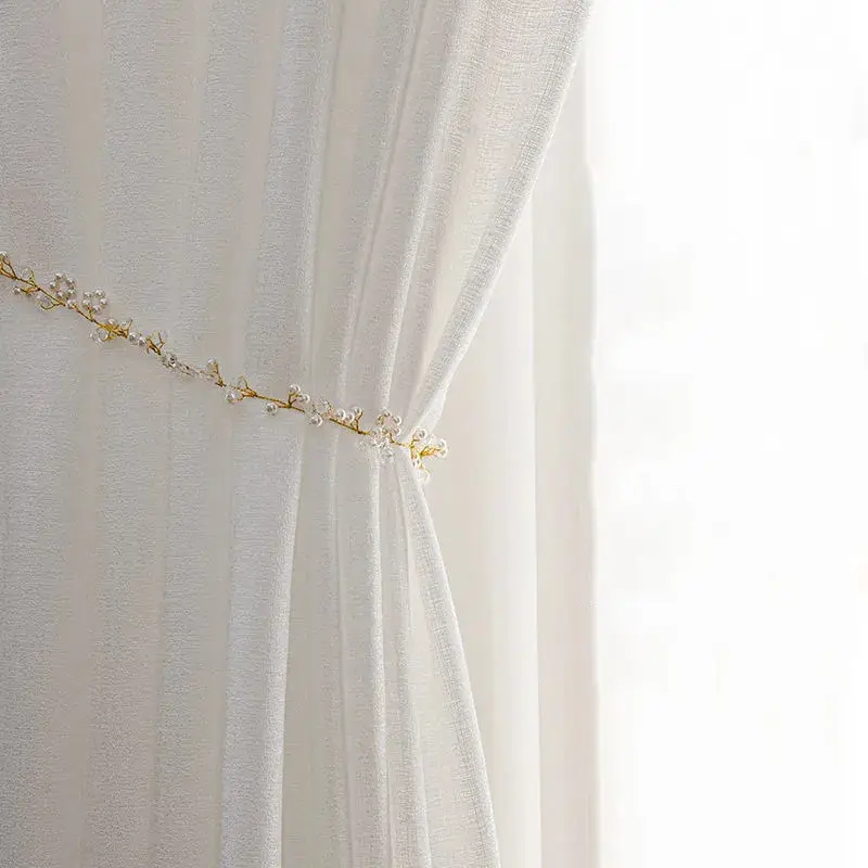 High Quality Good Looking White Curtain Sheer Semi-blackout Sheer Curtain Fabric Linen