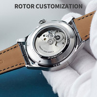 Montre automatique avec logo personnalisé, 42 mm, acier inoxydable 316L, cadran bleu MOP, 5 ATM, calendrier complet, montre mécanique OEM