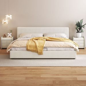 Cadre <span class=keywords><strong>de</strong></span> <span class=keywords><strong>lit</strong></span> plateforme moderne en tissu rembourré avec tête <span class=keywords><strong>de</strong></span> <span class=keywords><strong>lit</strong></span> réglable en hauteur et lattes en bois – Vente en gros - Product Image 2