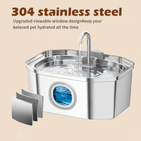 Fontaine à eau pour animaux de compagnie en acier inoxydable 304, marque privée, distributeur automatique pour chats, fontaine à boire pour chiens avec fenêtre de niveau d'eau, faible MOQ