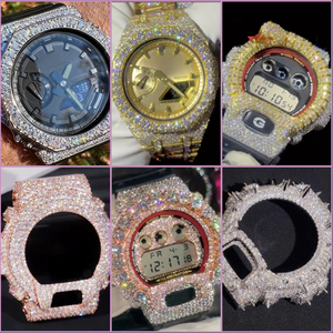 Boîtier de montre Hip Hop G-Shock en moissanite, bijoux de luxe, montre sertie de diamants VVS, lunette de montre en moissanite - Product Image 3