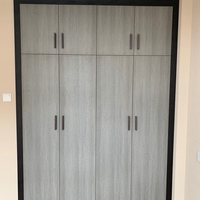 Lemari Minimalis dengan Gagang MDF Coklat Tua Kamar Tidur Birch Metal Sintered Stone