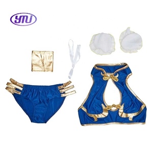 Chun Li maillot de bain Cosplay Costume adulte femmes fantaisie Bikini maillots de bain bandeau perruque tenues Halloween carnaval fête déguisement Costume - Product Image 5