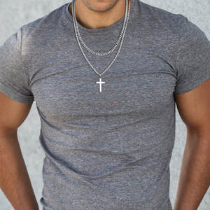 Collier pendentif croix minimaliste en acier inoxydable plaqué or 14k 18k, résistant à l'eau et au ternissement, pour femmes et hommes - Product Image 2