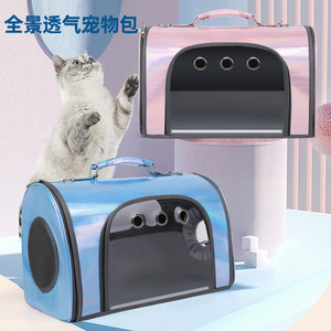 กระเป๋าใส่สัตว์เลี้ยงแบบสะพายหลัง PVC โปร่งใส พับเก็บได้ พกพาสะดวก สำหรับแมว สุนัข สีฟ้า - Product Image 2