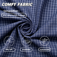 Chemise boutonnée à manches longues à carreaux fins bleus et blancs pour homme, coupe classique, idéale pour le bureau, la rue, le week-end, les occasions décontractées et le quotidien